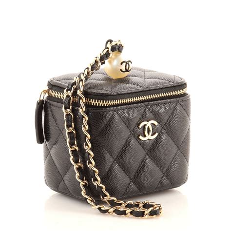 chanel small vanity case with classic chain|Chanel vintage vanity case bag.